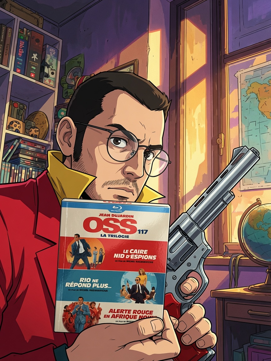 Illustrazione in stile Lupin III ispirata a OSS 117